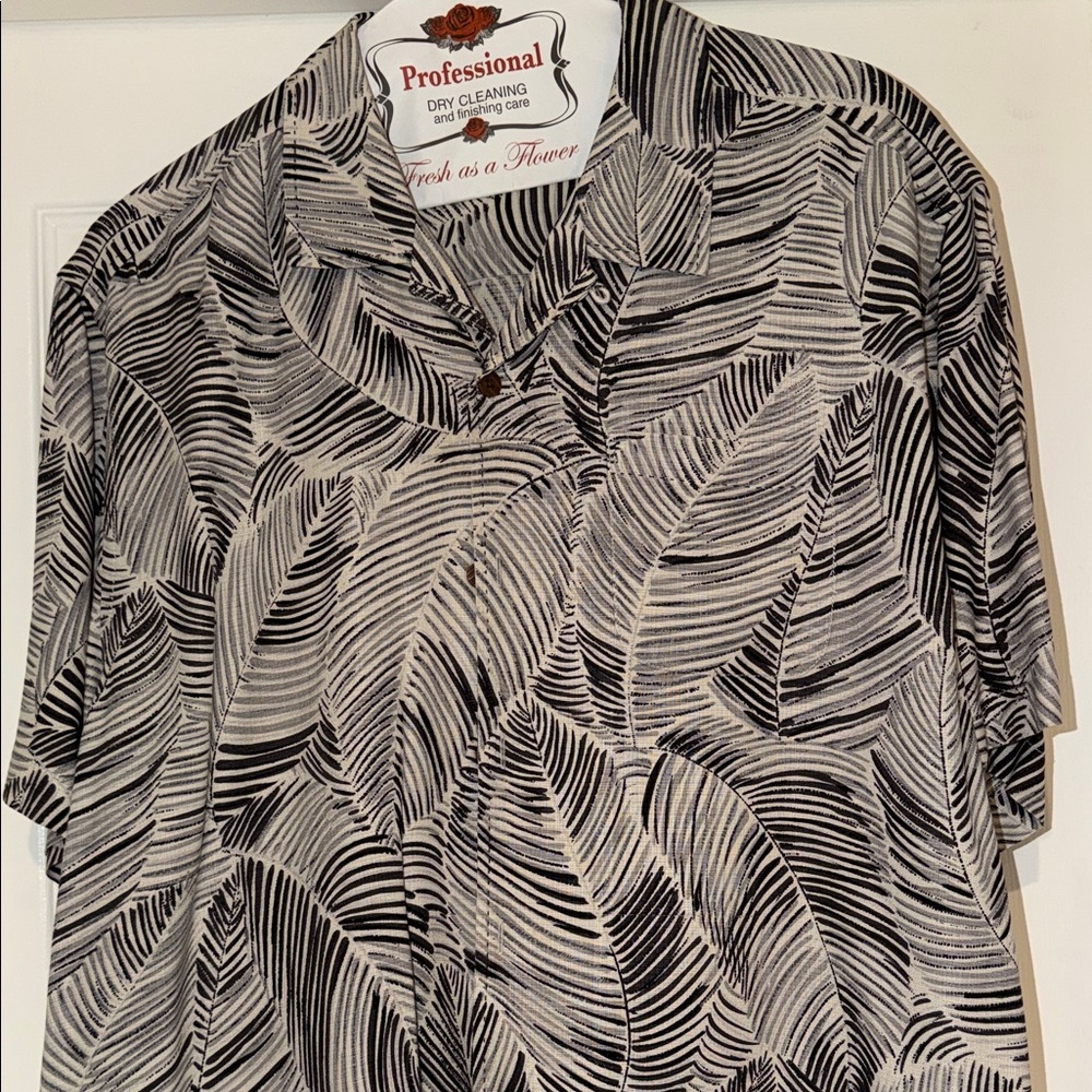 Tommy Bahama Black and White Leaf Print Shirt